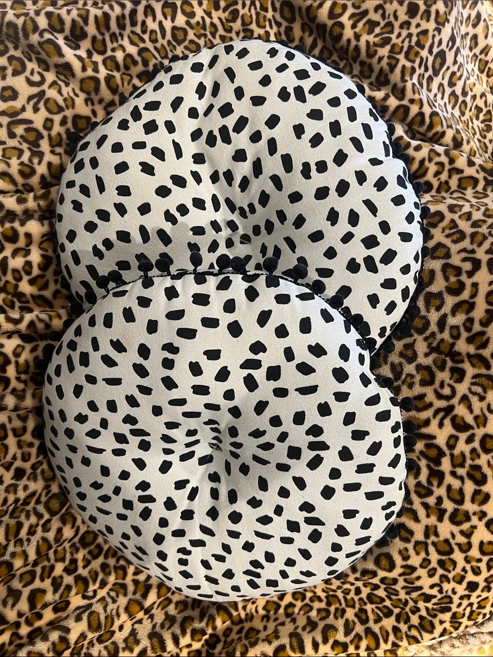 Patterned Round Accent Pillow - Black and White